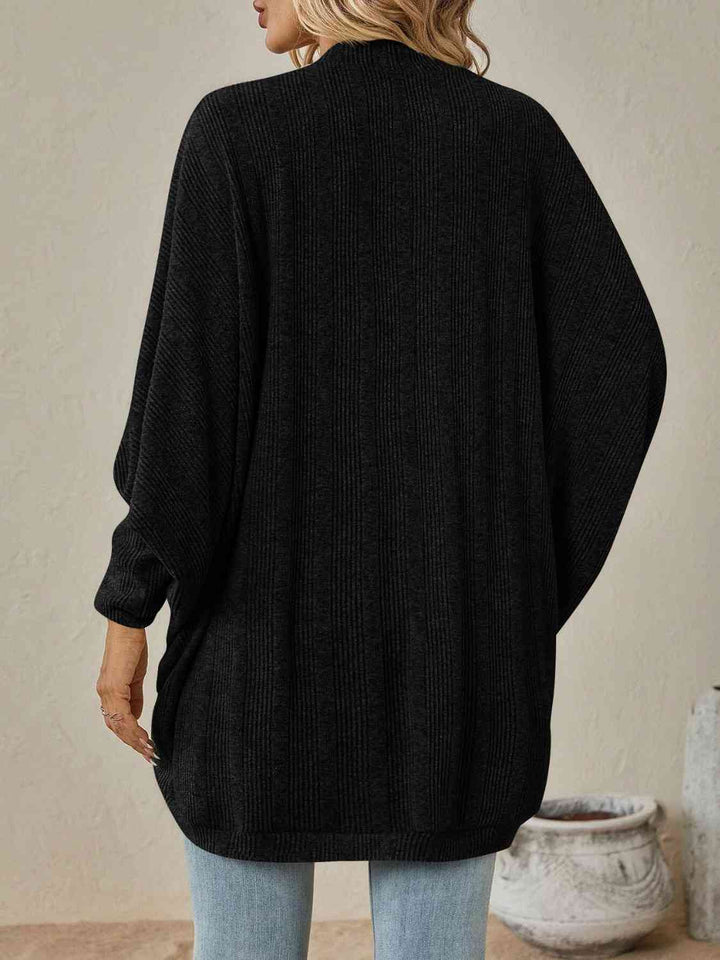 Open Front  Dropped Shoulder Cardigan |1mrk.com