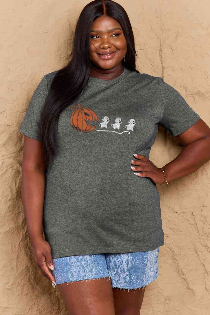 Simply Love Full Size Jack-O'-Lantern Graphic Cotton T-Shirt | 1mrk.com