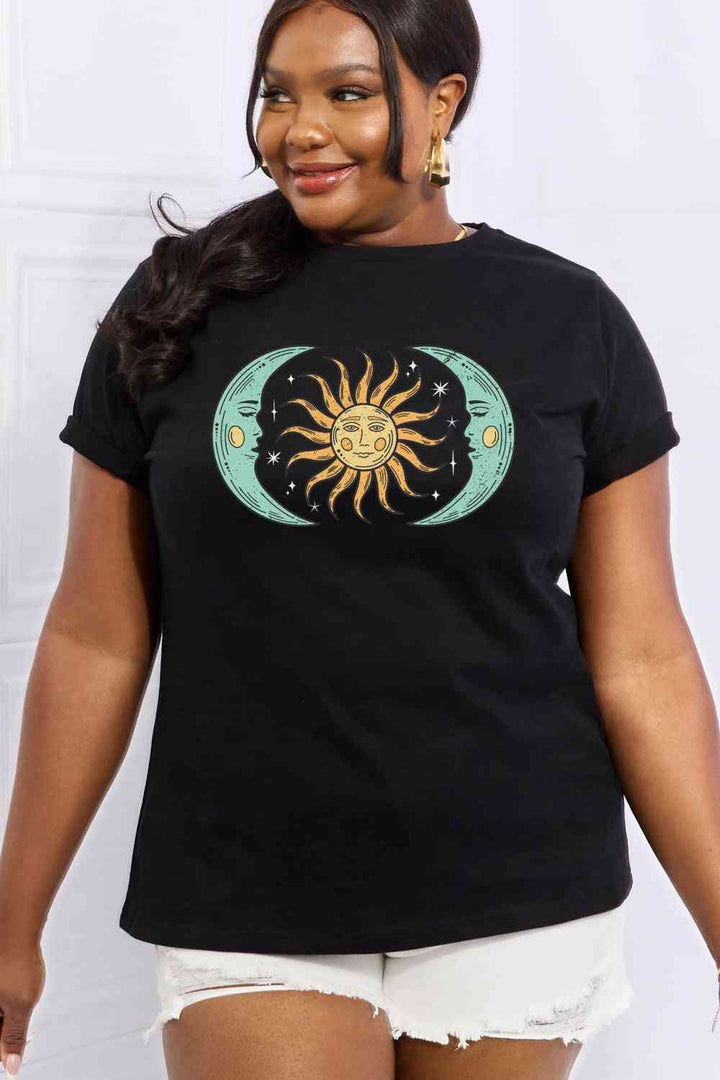 Simply Love Full Size Sun & Moon Graphic Cotton Tee | 1mrk.com