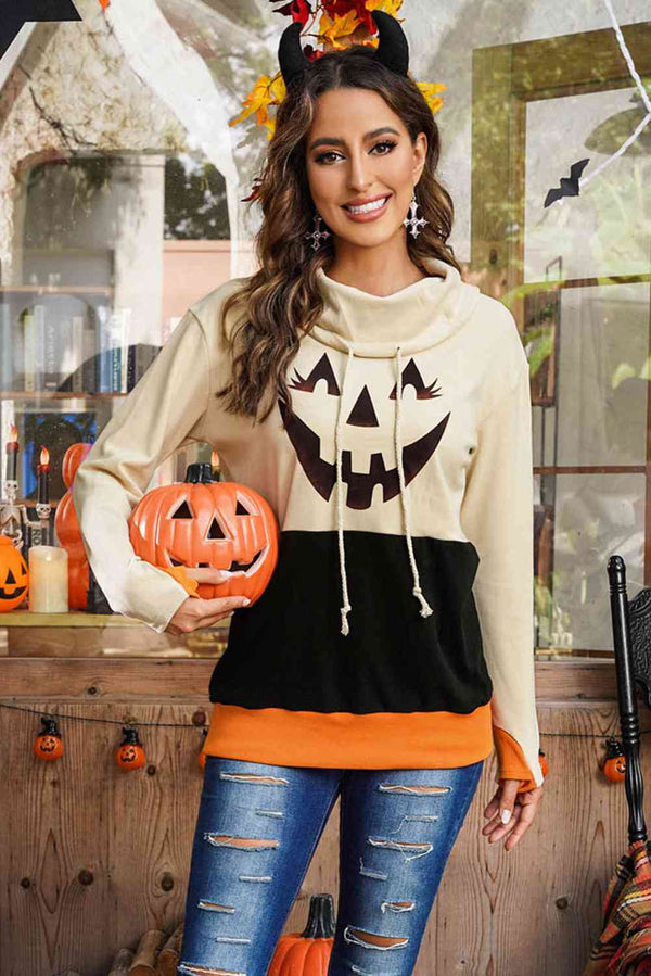 Long Sleeve Jack-O'-Lantern Graphic Sweatshirt |1mrk.com