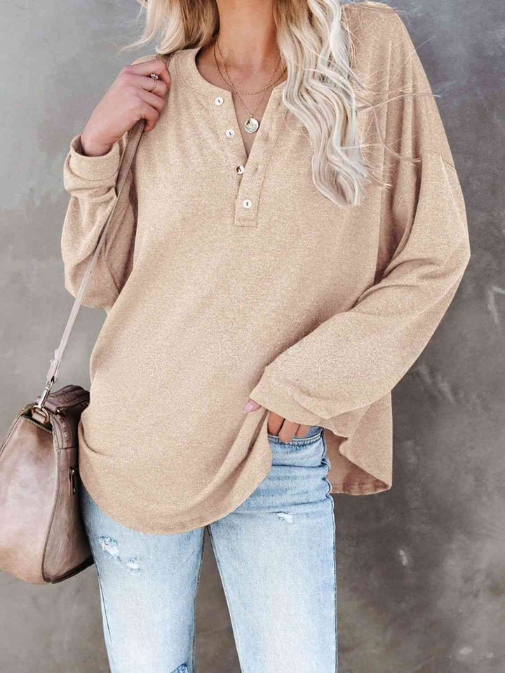 Buttoned Drop Shoulder Top | 1mrk.com