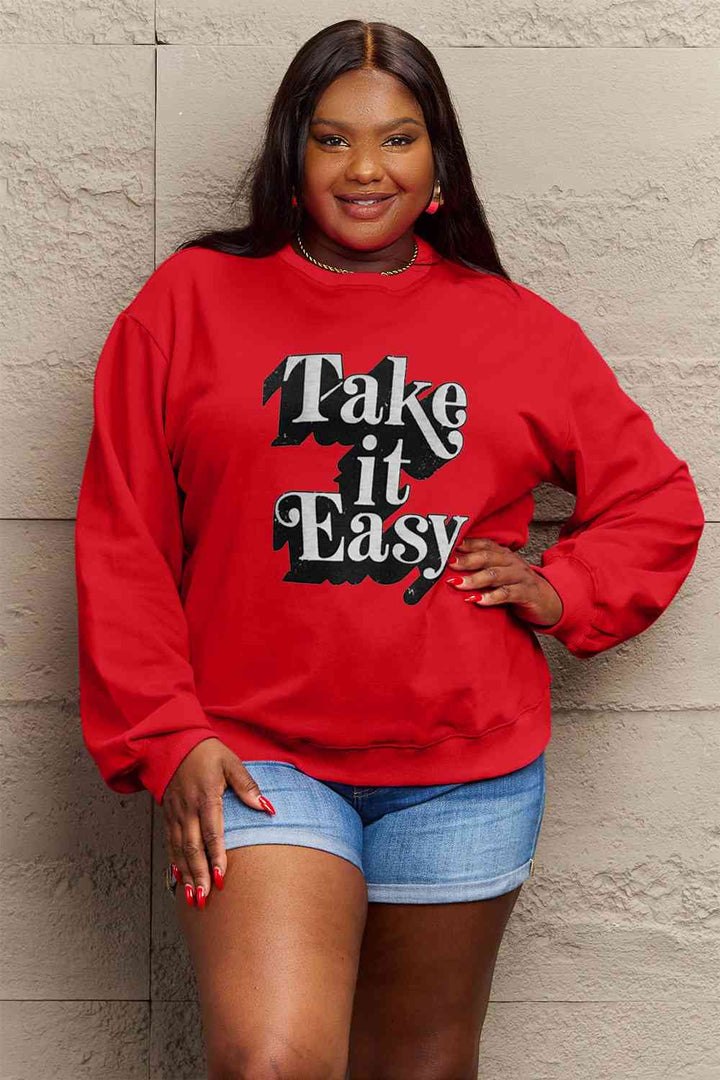 Simply Love Full Size TAKE IT EASY Graphic Sweatshirt |1mrk.com