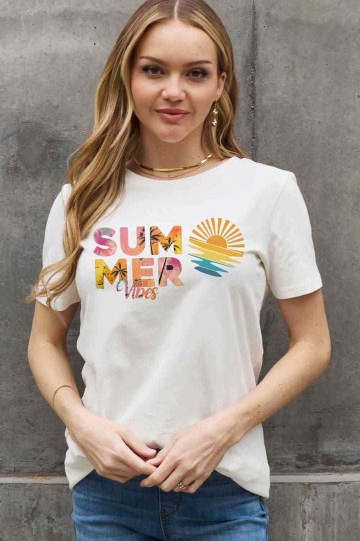 Simply Love Full Size SUMMER VIBES Graphic Cotton Tee | 1mrk.com