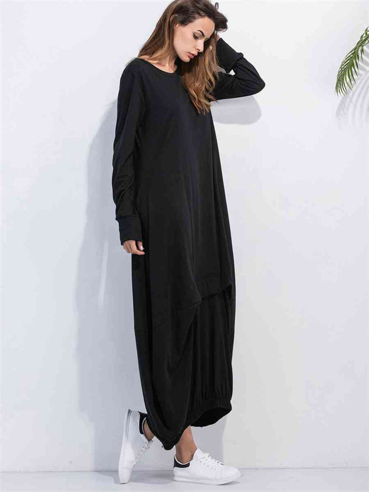 Full Size Round Neck Long Sleeve Sweatshirt Dress |1mrk.com