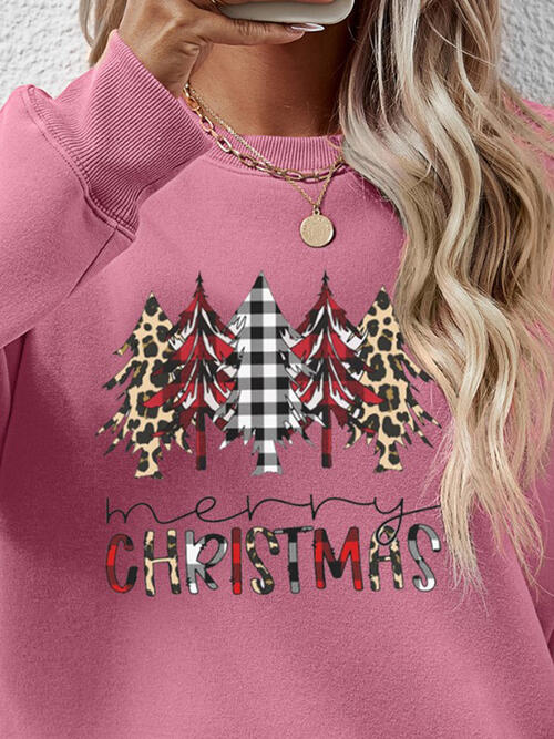 MERRY CHRISTMAS Round Neck Long Sleeve Sweatshirt |1mrk.com