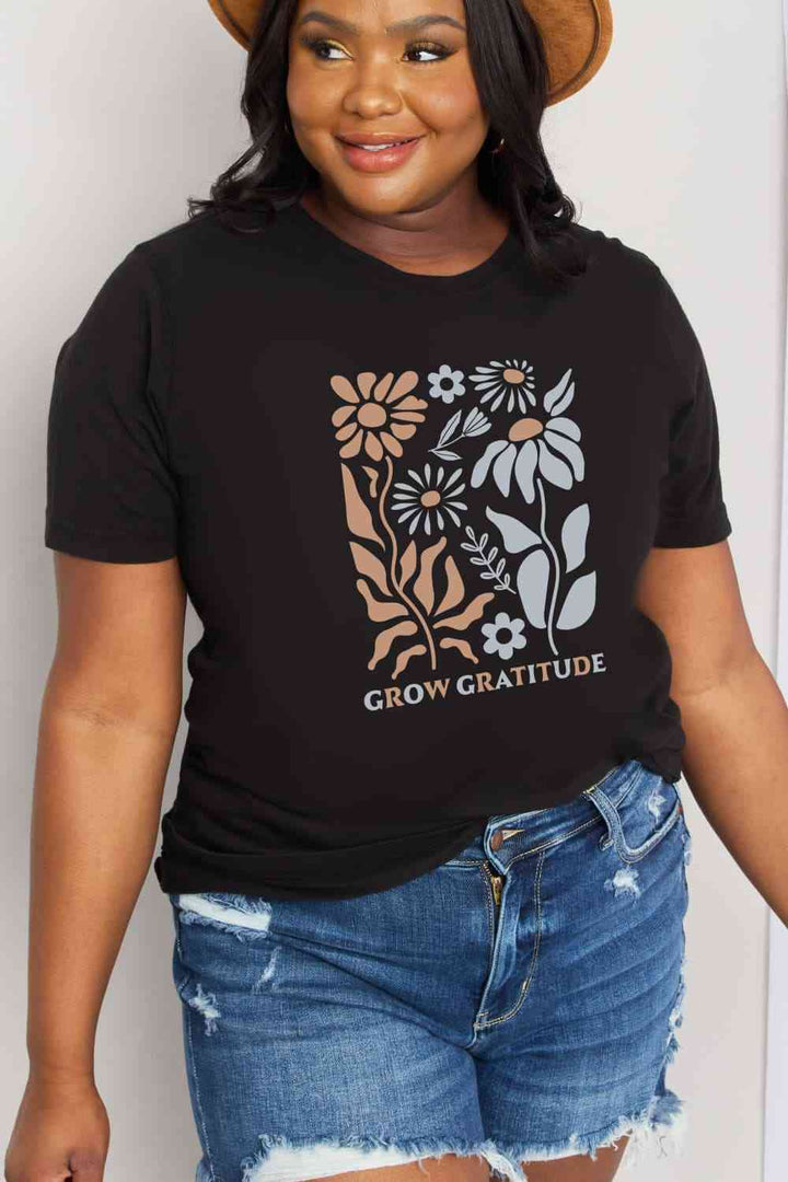 Simply Love Full Size GROW GRATITUDE Graphic Cotton Tee | 1mrk.com