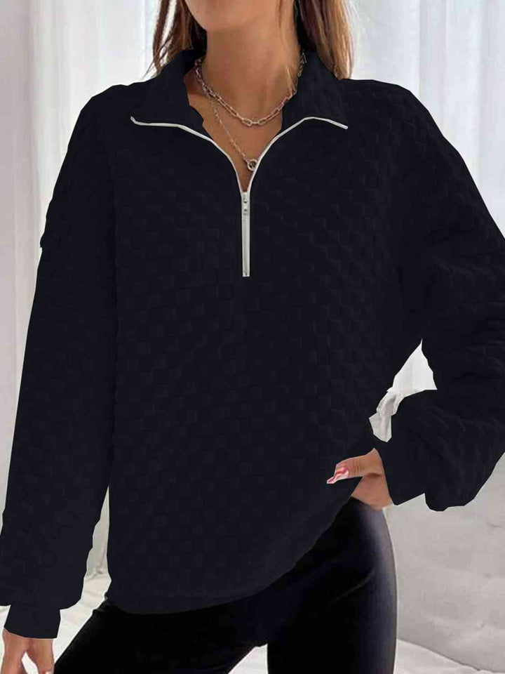 Half Zip Collared Neck Sweatshirt |1mrk.com