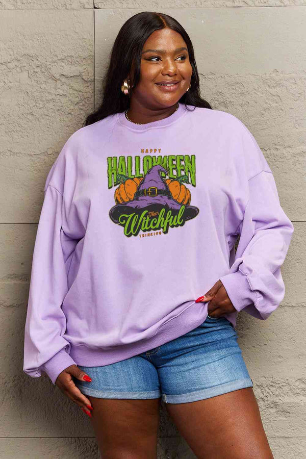 Simply Love Full Size Witch Hat Graphic Sweatshirt |1mrk.com