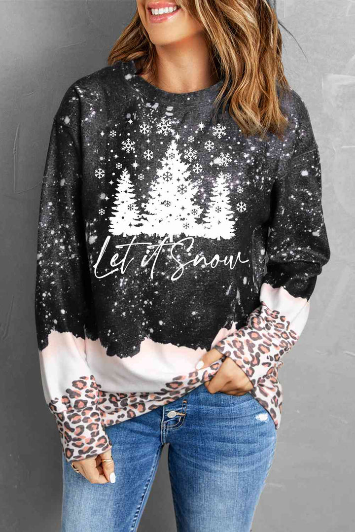 LET IT SNOW Graphic Leopard Sweatshirt |1mrk.com