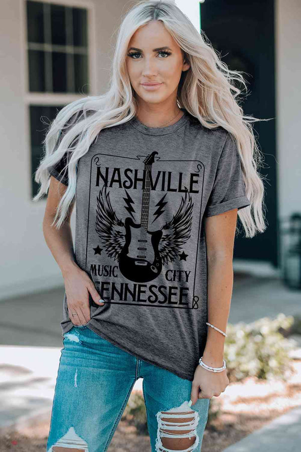 NASHVILLE TENNESSEE Cuffed Round-Neck Tee | 1mrk.com