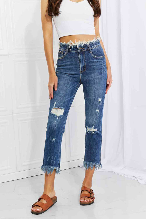 RISEN Full Size Undone Chic Straight Leg Jeans | 1mrk.com