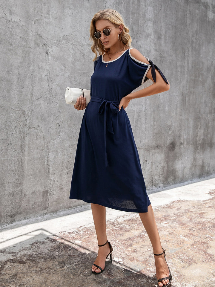 Round Neck Cold Shoulder Dress | Trendsi