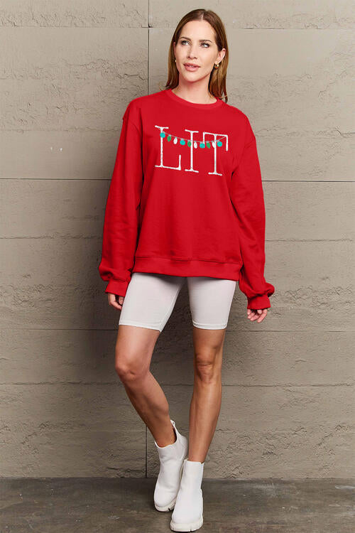 Simply Love Full Size LIT Long Sleeve Sweatshirt |1mrk.com