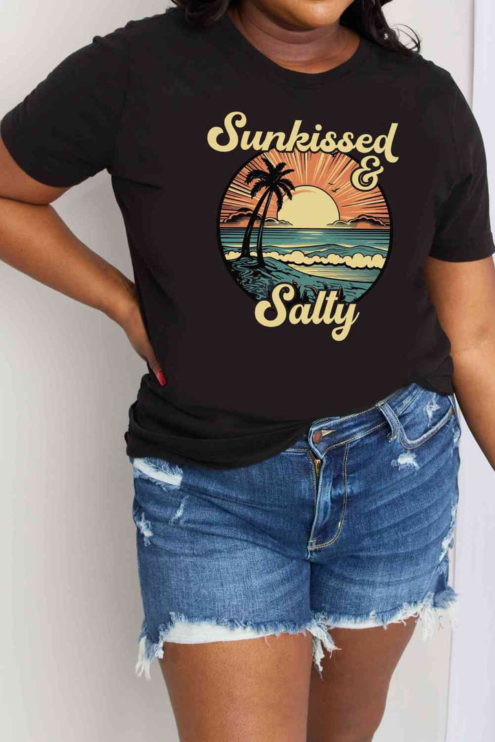 Simply Love Full Size SUNKISSED & SALTY Graphic Cotton T-Shirt | 1mrk.com