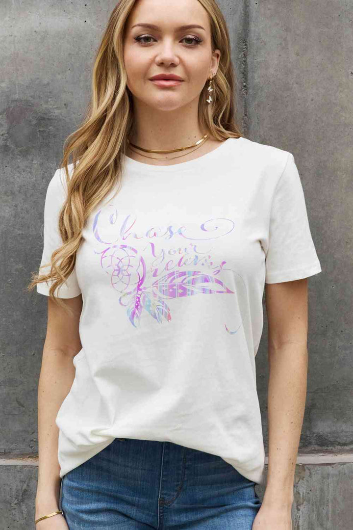 Simply Love Full Size CHASE YOUR DREAMS Graphic Cotton Tee | 1mrk.com