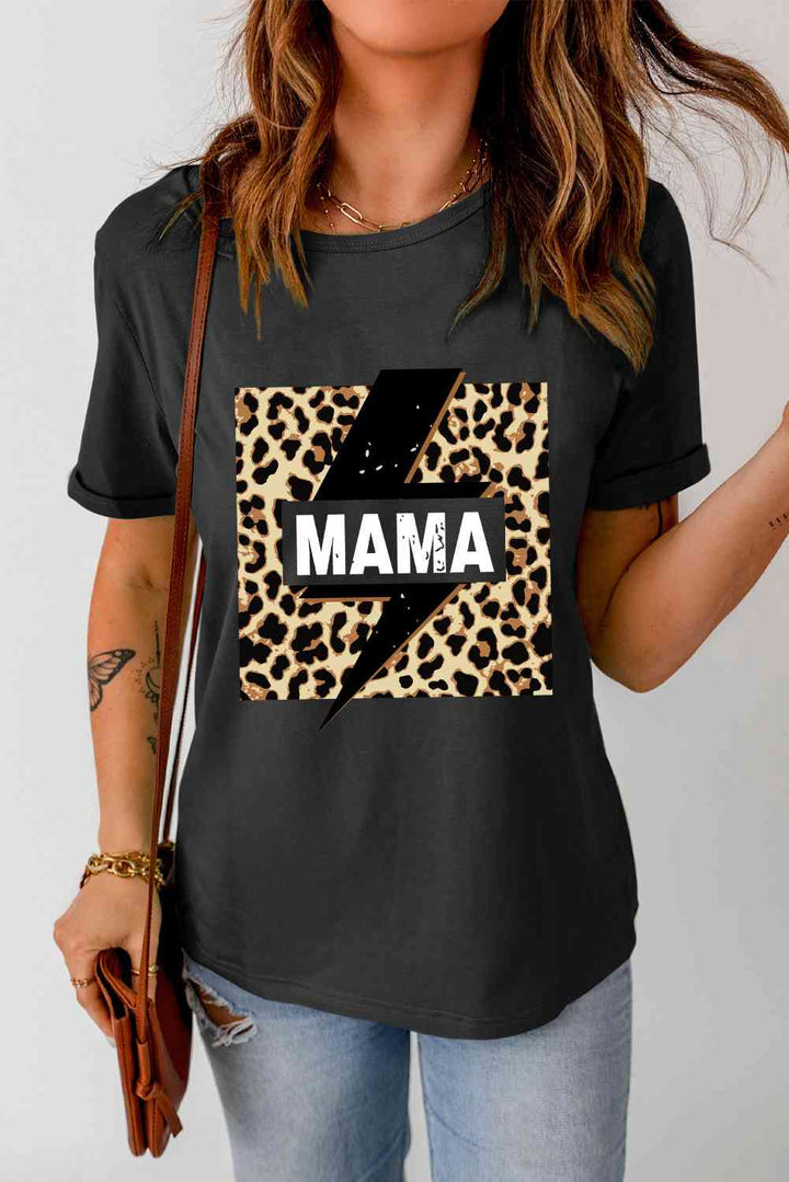 MAMA Leopard Lightning Graphic Tee Shirt | 1mrk.com