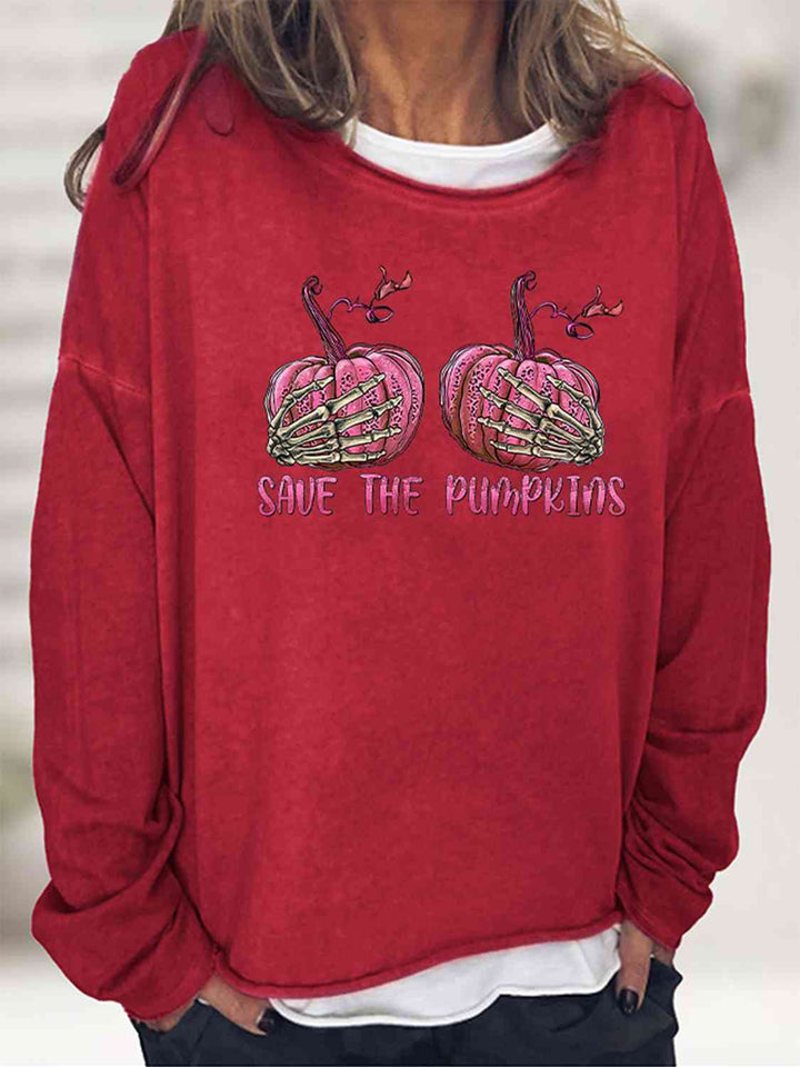 SAVE THE PUMPKIN Graphic Full Size Sweatshirt |1mrk.com