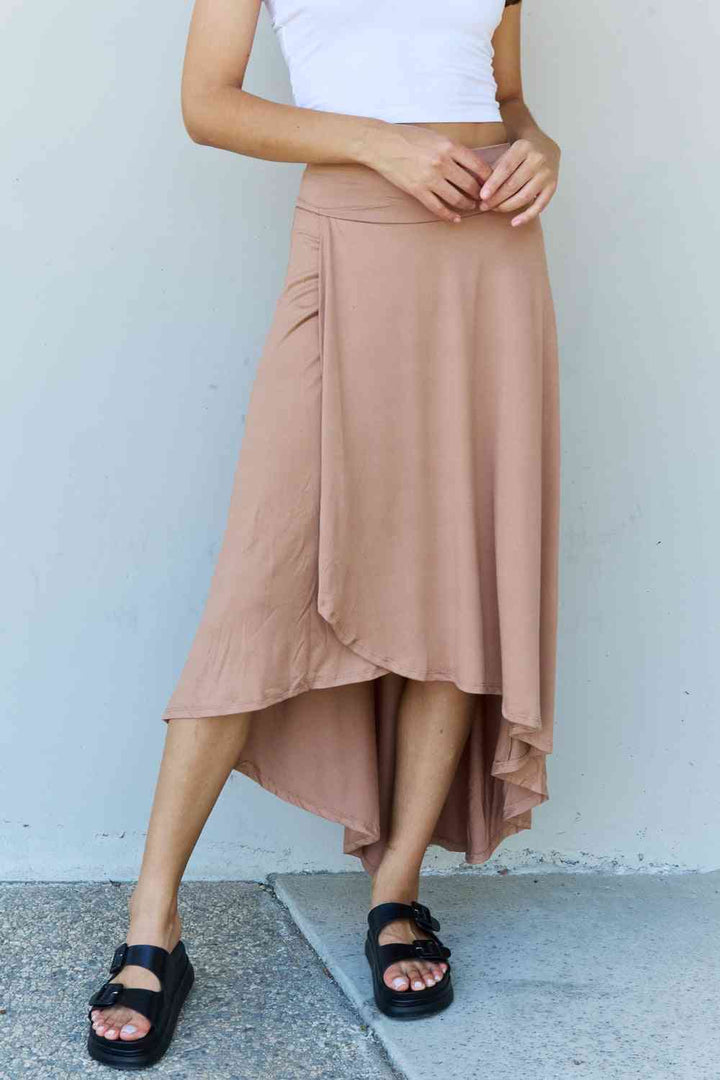 Ninexis First Choice High Waisted Flare Maxi Skirt in Camel | 1mrk.com