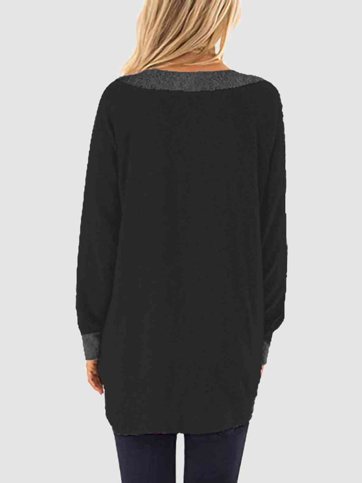 Graphic Round Neck Sweatshirt with Pockets |1mrk.com