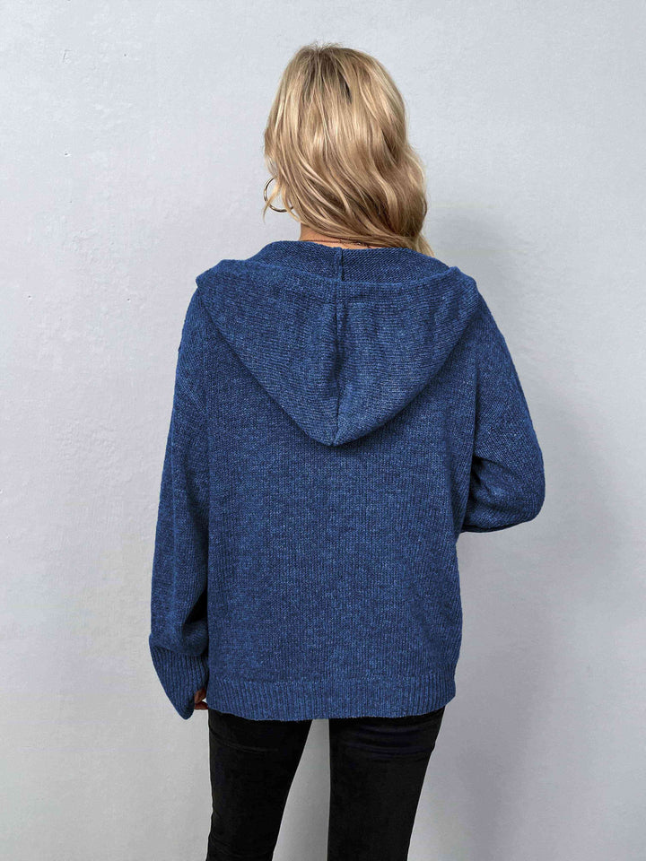 Button-Down Long Sleeve Hooded Sweater |1mrk.com