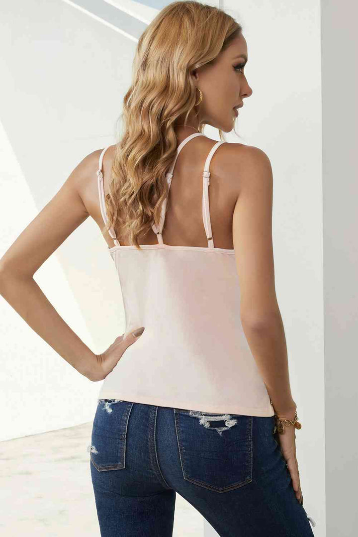 Lace Double Spaghetti Strap Cami Top | 1mrk.com