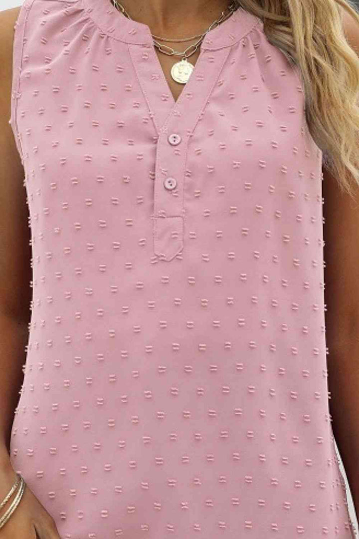 Swiss Dot Notched Neck Tank | 1mrk.com