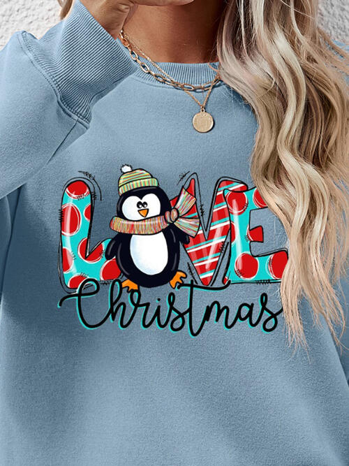 LIVE CHRISTMAS Drop Shoulder Round Neck Sweatshirt |1mrk.com