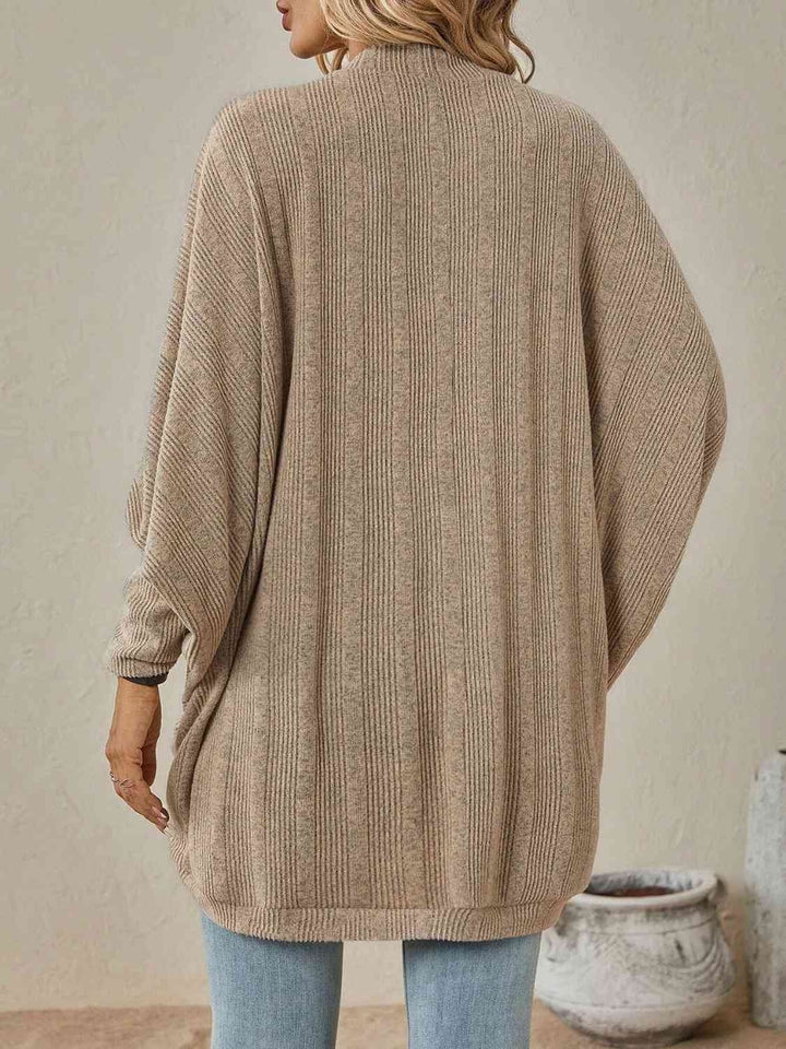 Open Front  Dropped Shoulder Cardigan |1mrk.com