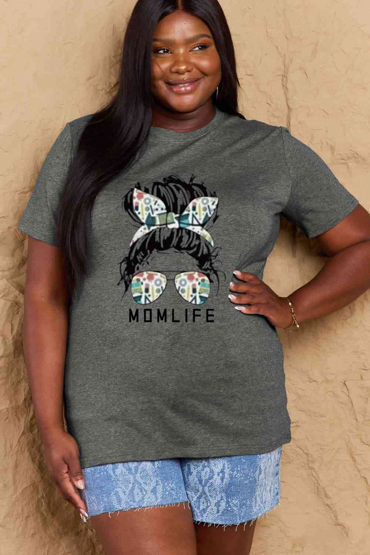 Simply Love Full Size MOM LIFE Graphic Cotton T-Shirt | 1mrk.com