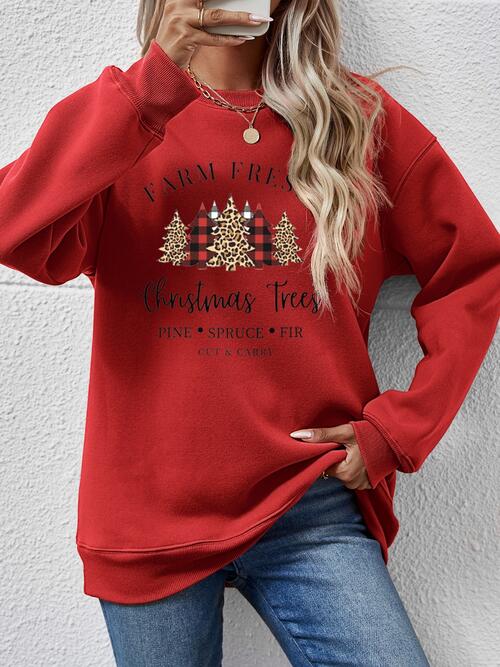 Graphic Round Neck Long Sleeve Sweatshirt |1mrk.com