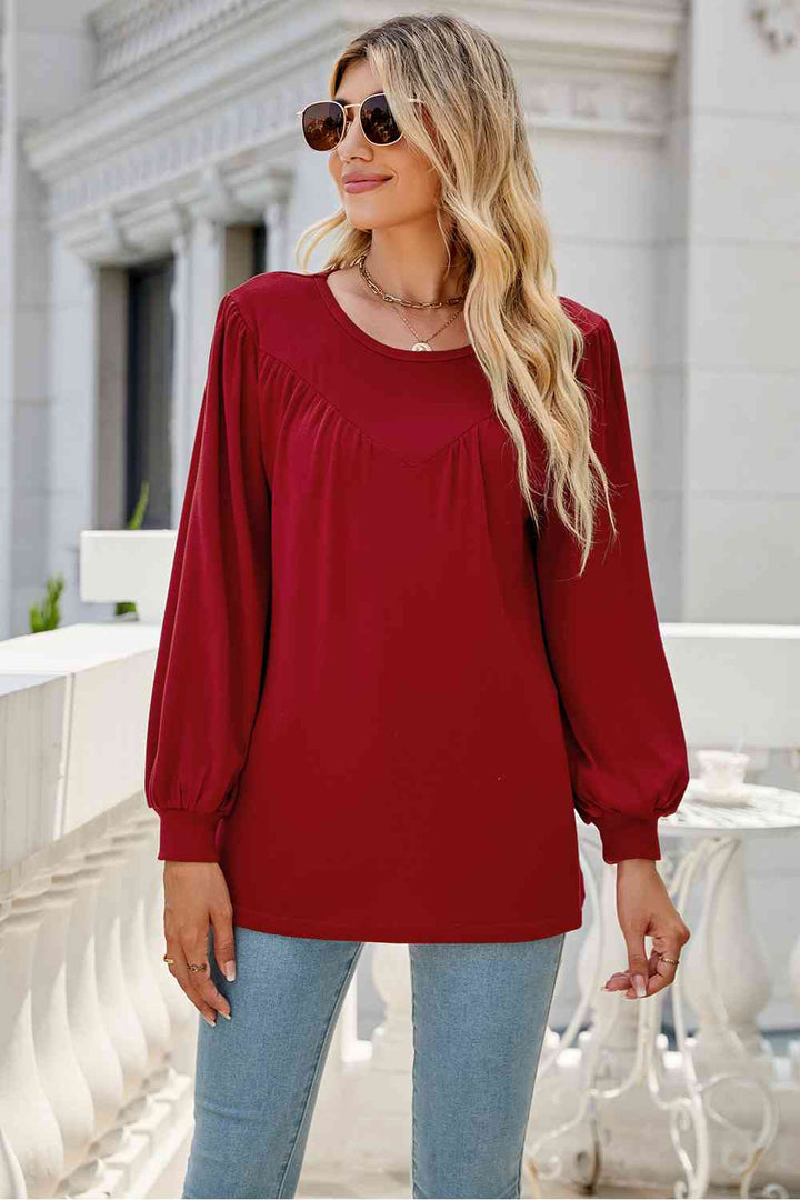 Round Neck Long Sleeve Top | 1mrk.com