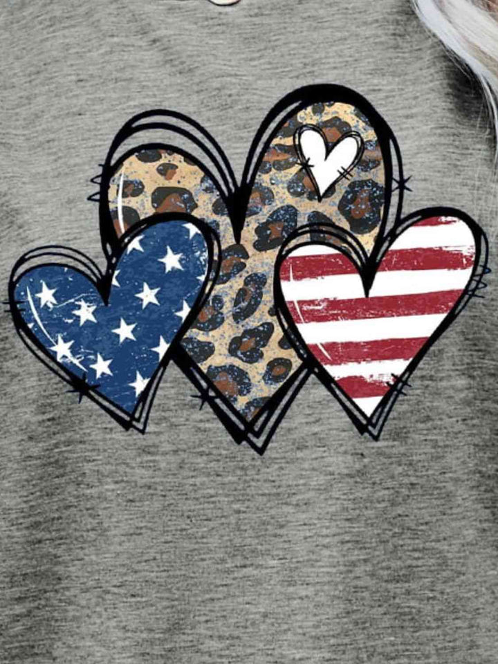 US Flag Leopard Heart Graphic Tee | 1mrk.com