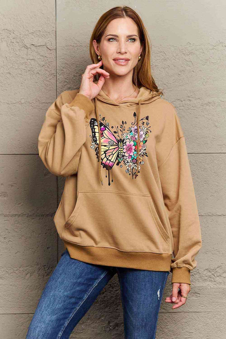 Simply Love Simply Love Full Size Butterfly Graphic Dropped Shoulder Hoodie | 1mrk.com