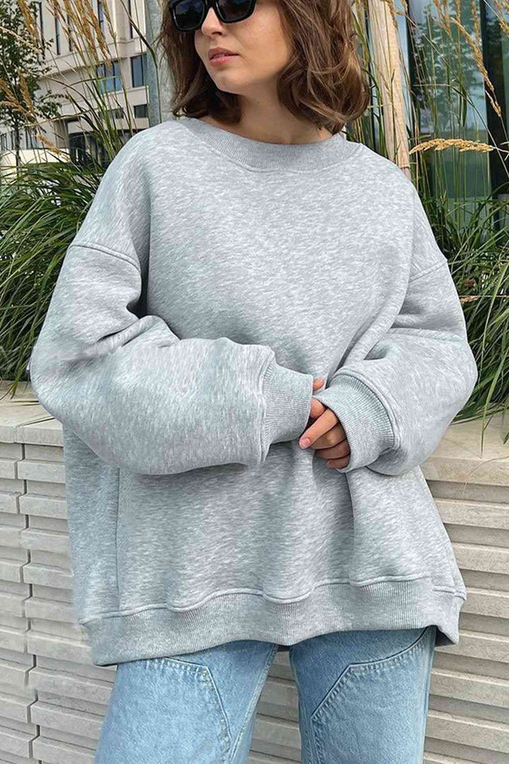 Oversize Round Neck Dropped Shoulder Sweatshirt |1mrk.com