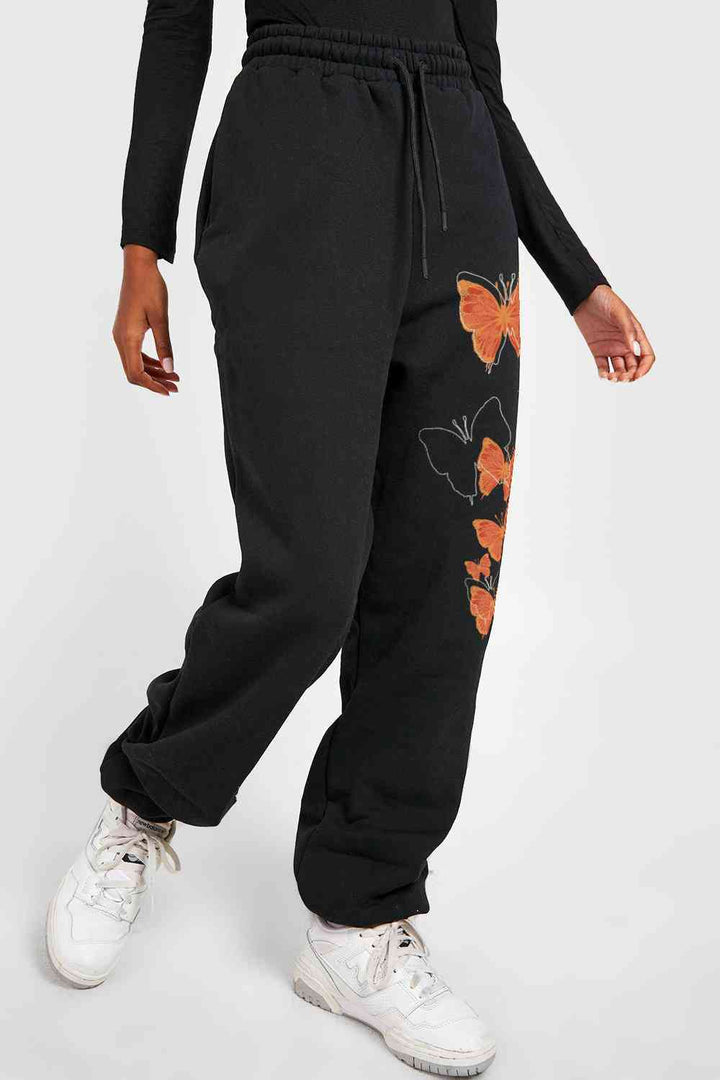 Simply Love Full Size Butterfly Graphic Sweatpants | 1mrk.com