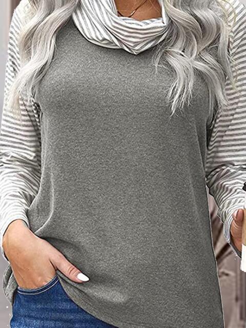 Striped Turtleneck Long Sleeve T-Shirt | 1mrk.com