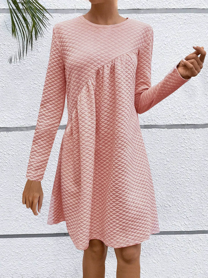 Full Size Round Neck Long Sleeve Dress | Trendsi