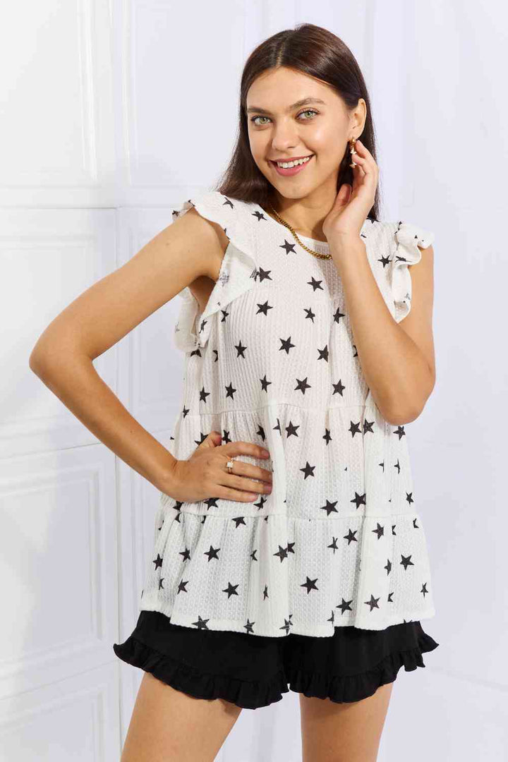 Heimish Shine Bright Full Size Butterfly Sleeve Star Print Top | 1mrk.com