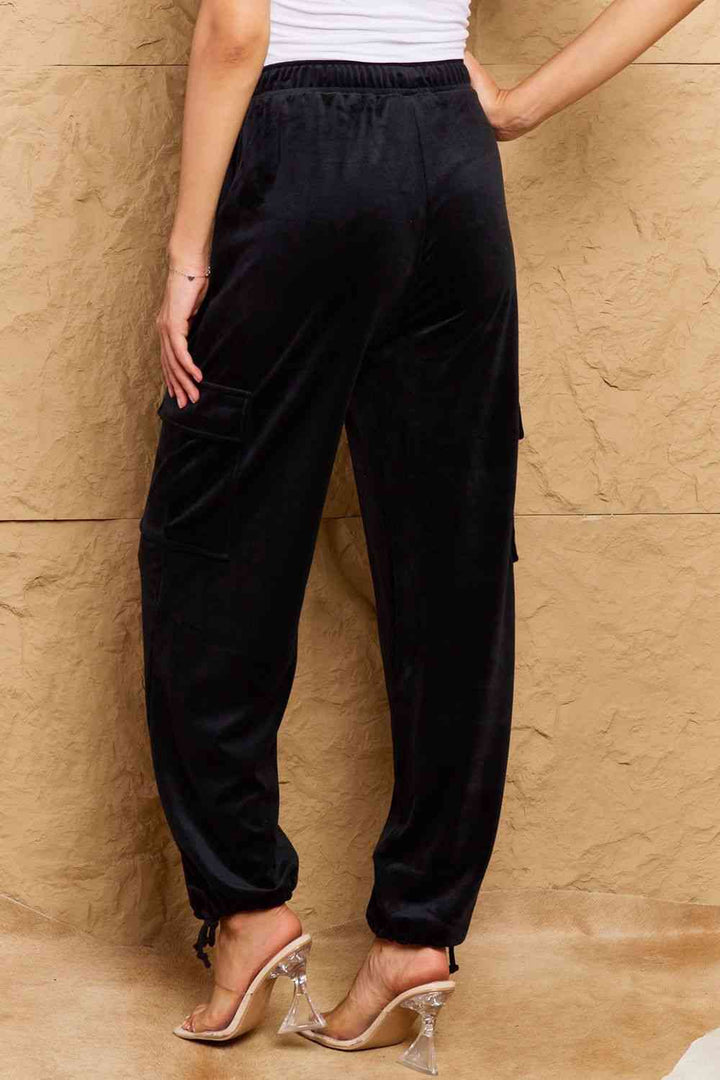 HYFVE Chic For Days High Waist Drawstring Cargo Pants in Black | 1mrk.com