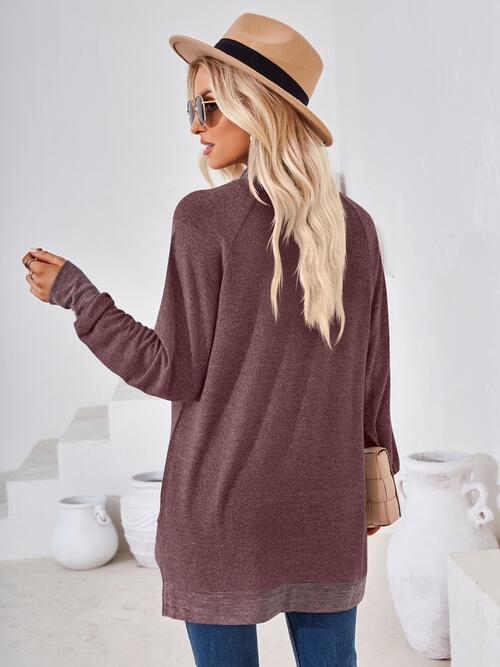 Contrast Mock Neck Long Sleeve T-Shirt | 1mrk.com