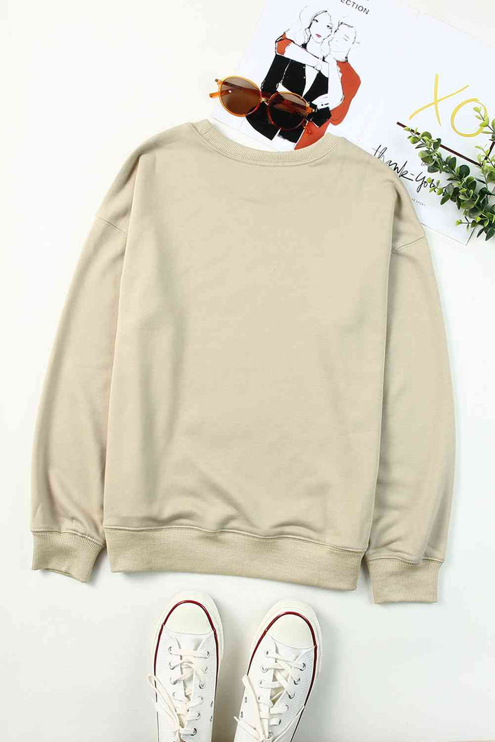 Drop Shoulder Ribbed Trim Sweatshirt |1mrk.com