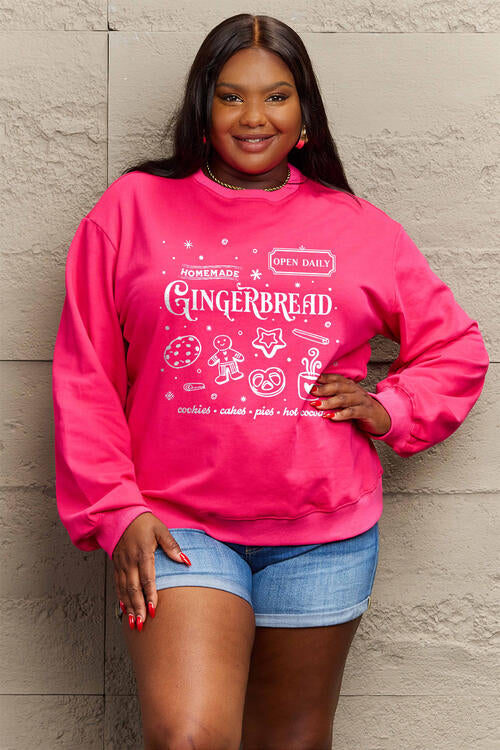 Simply Love Full Size GINGERBREAD Long Sleeve Sweatshirt |1mrk.com