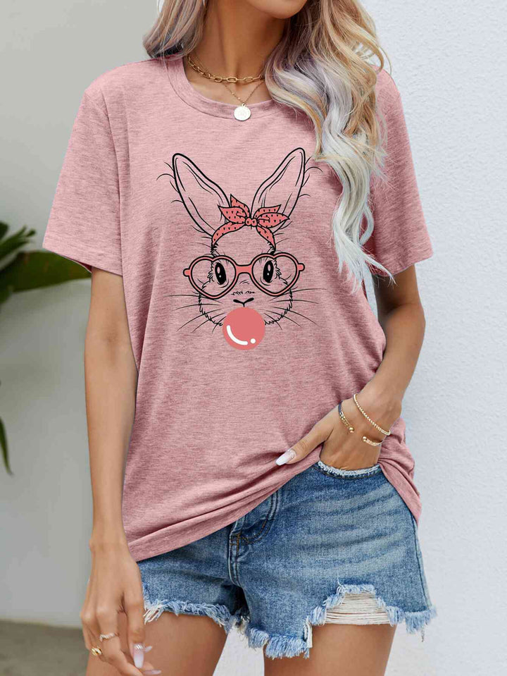 Easter Bunny Graphic Round Neck T-Shirt | 1mrk.com