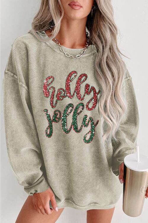 Sequin Round Neck Sweatshirt |1mrk.com