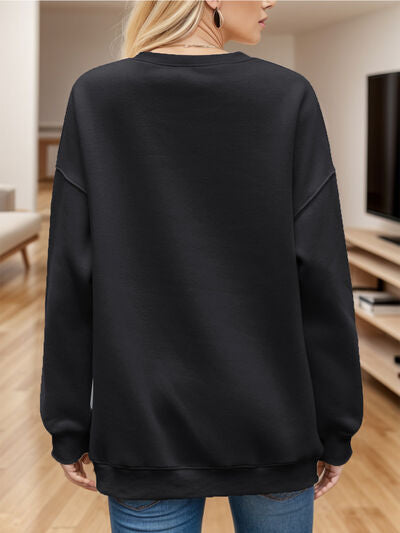 Round Neck Long Sleeve Sweatshirt |1mrk.com