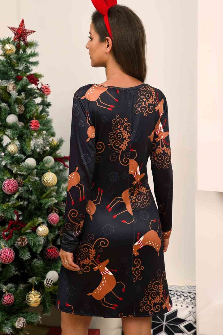 Full Size Christmas Long Sleeve Dress | 1mrk.com