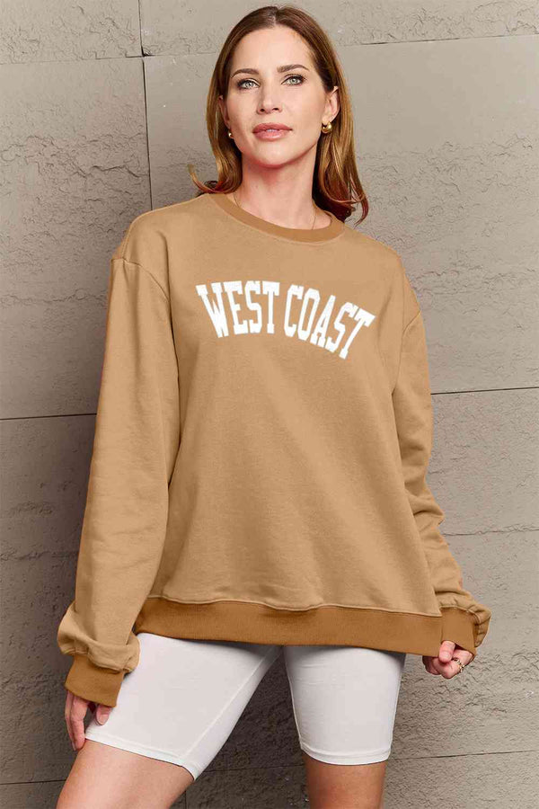 Simply Love Full Size WEST COAST Graphic Long Sleeve Sweatshirt |1mrk.com