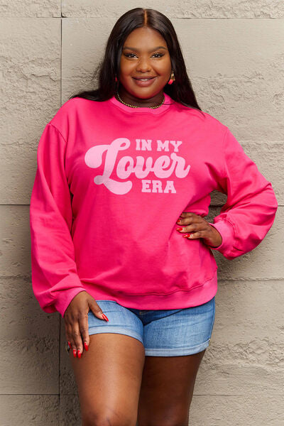 Simply Love Full Size IN MY LOVER ERA Round Neck Sweatshirt | Trendsi