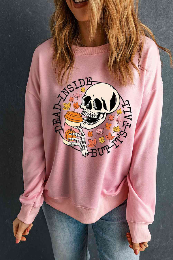 Skull Graphic Dropped Shoulder Sweatshirt |1mrk.com