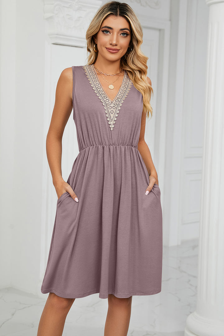 Pocketed V-Neck Wide Strap Dress | Trendsi